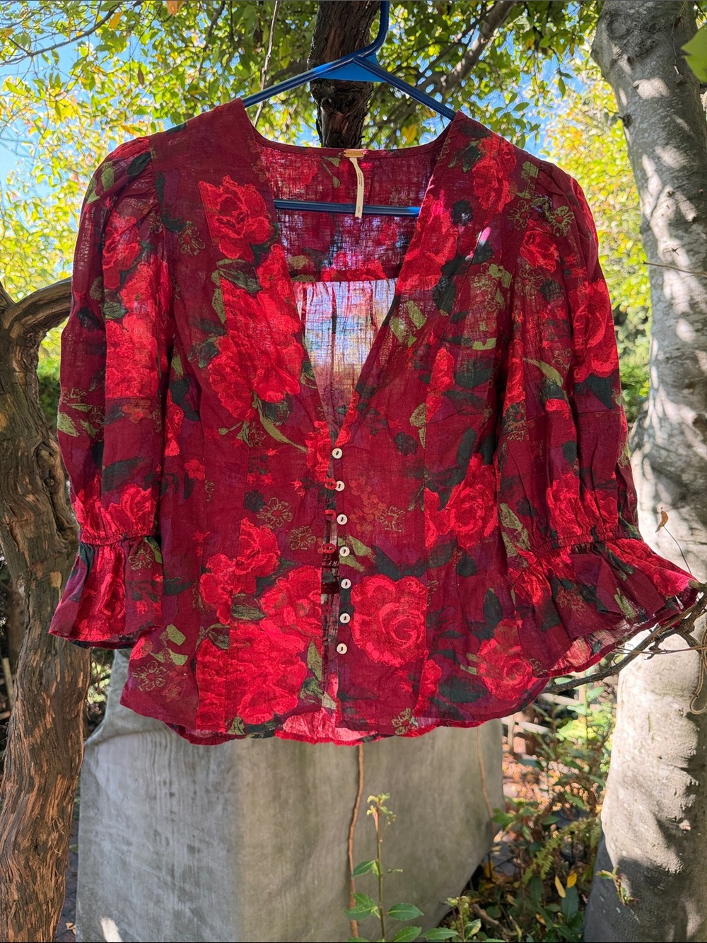 Free People “I Found You” Floral Blouse size S